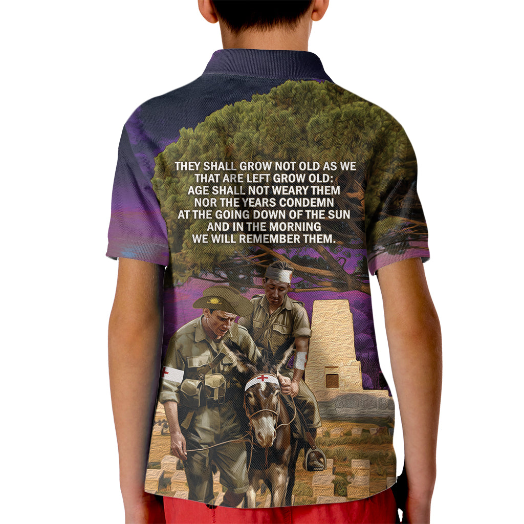 Australia ANZAC Day Kid Polo Shirt Lonesome Pine Australian Army With Donkey - Vibe Hoodie Shop