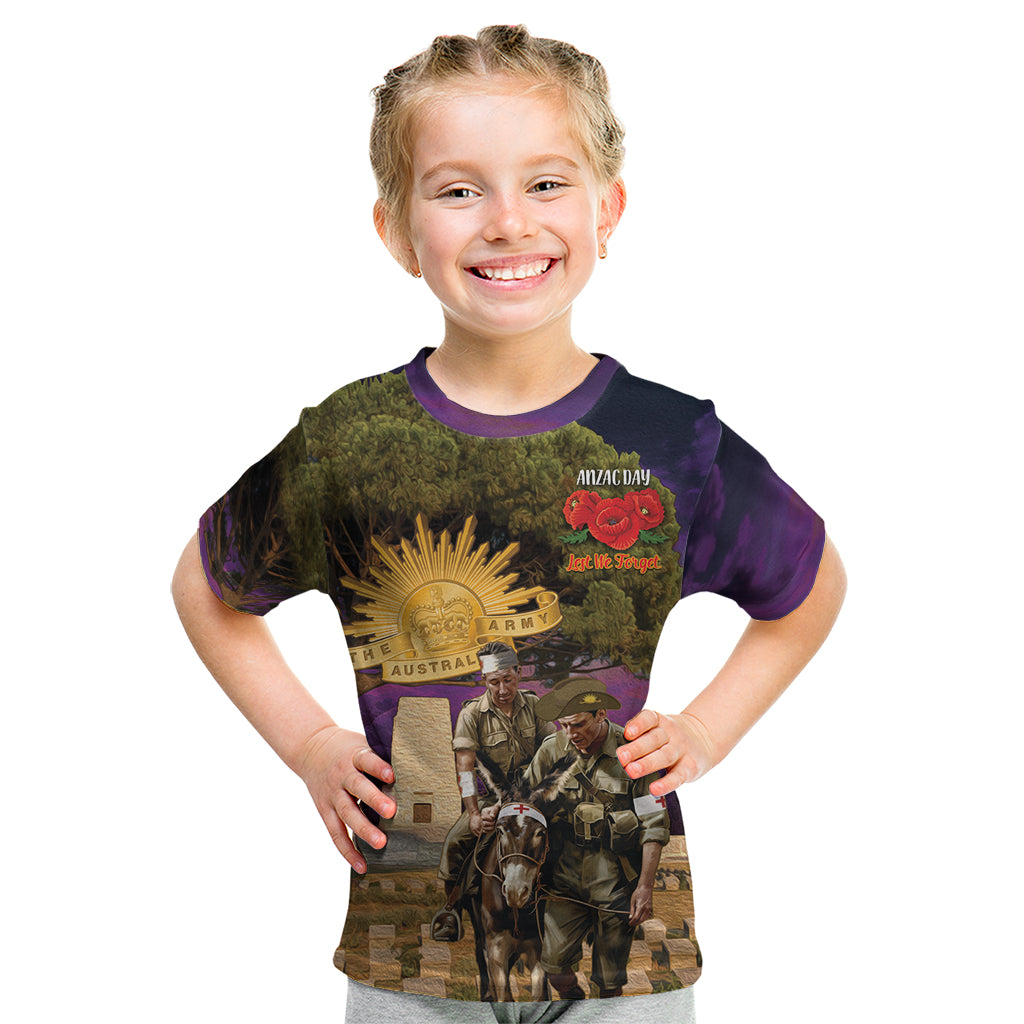 Australia ANZAC Day Kid T Shirt Lonesome Pine Australian Army With Donkey - Vibe Hoodie Shop