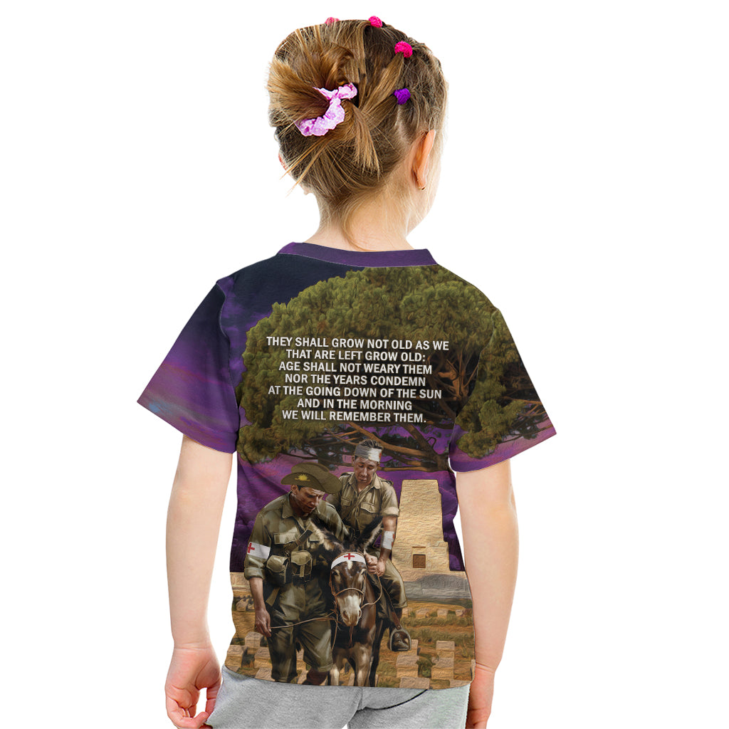 Australia ANZAC Day Kid T Shirt Lonesome Pine Australian Army With Donkey - Vibe Hoodie Shop