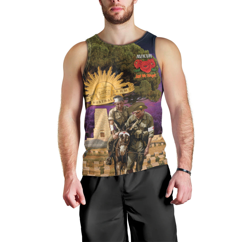 Australia ANZAC Day Men Tank Top Lonesome Pine Australian Army With Donkey - Vibe Hoodie Shop