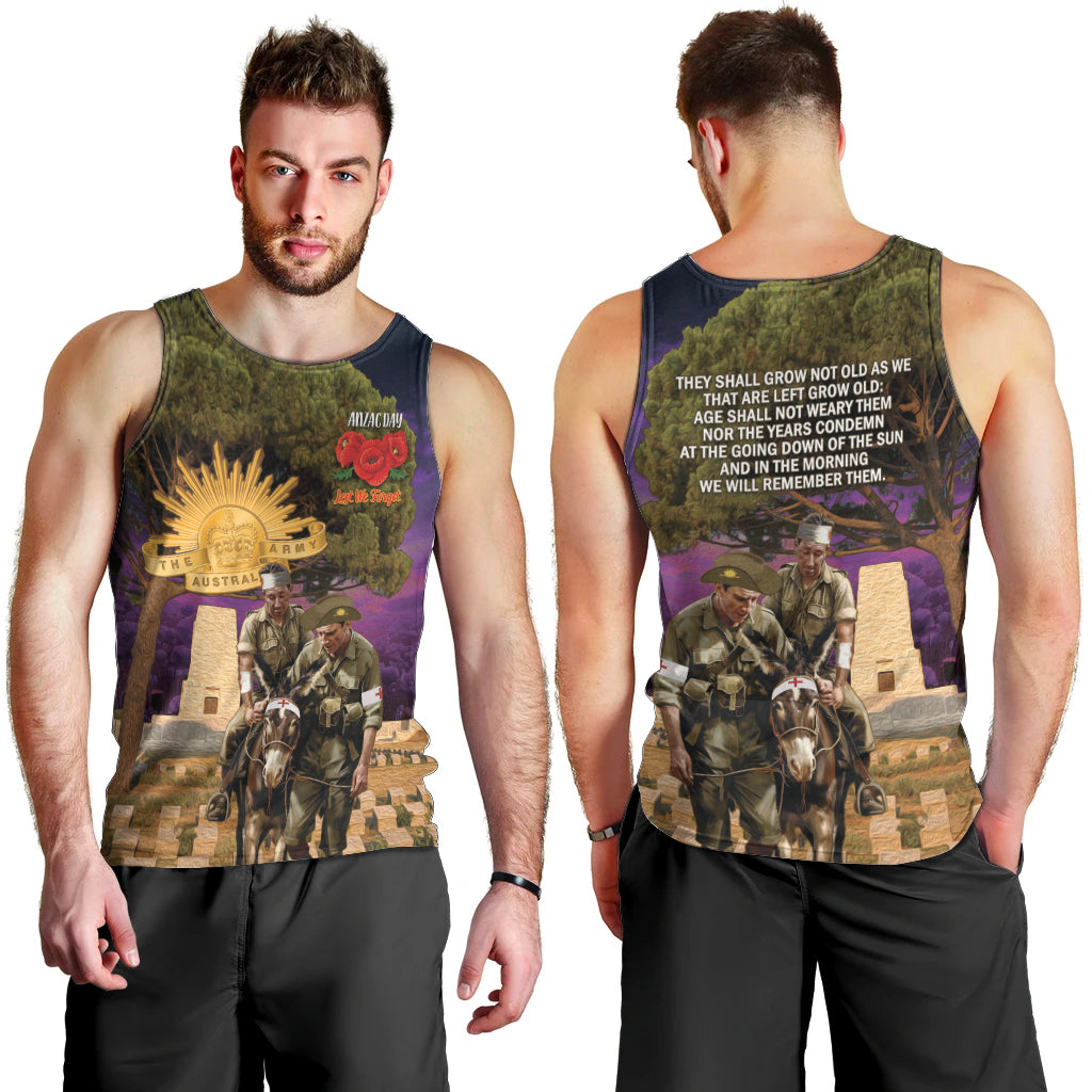 Australia ANZAC Day Men Tank Top Lonesome Pine Australian Army With Donkey - Vibe Hoodie Shop