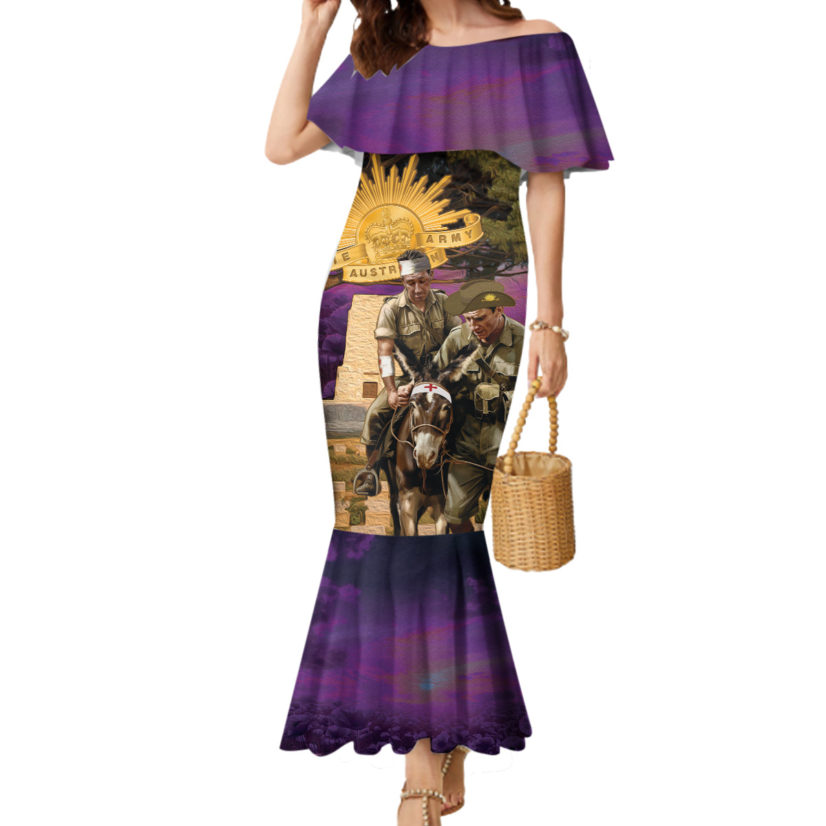 Australia ANZAC Day Mermaid Dress Lonesome Pine Australian Army With Donkey