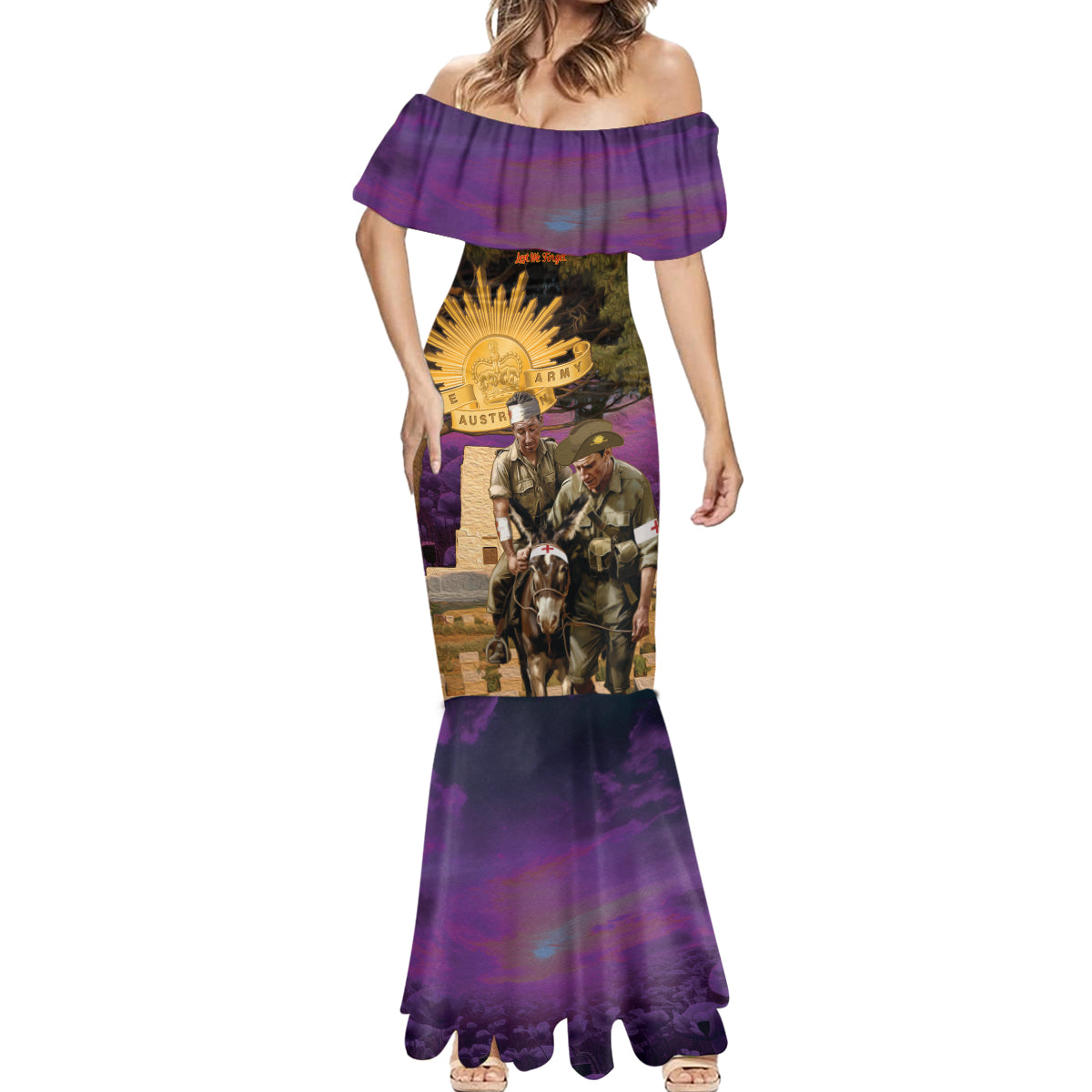 Australia ANZAC Day Mermaid Dress Lonesome Pine Australian Army With Donkey