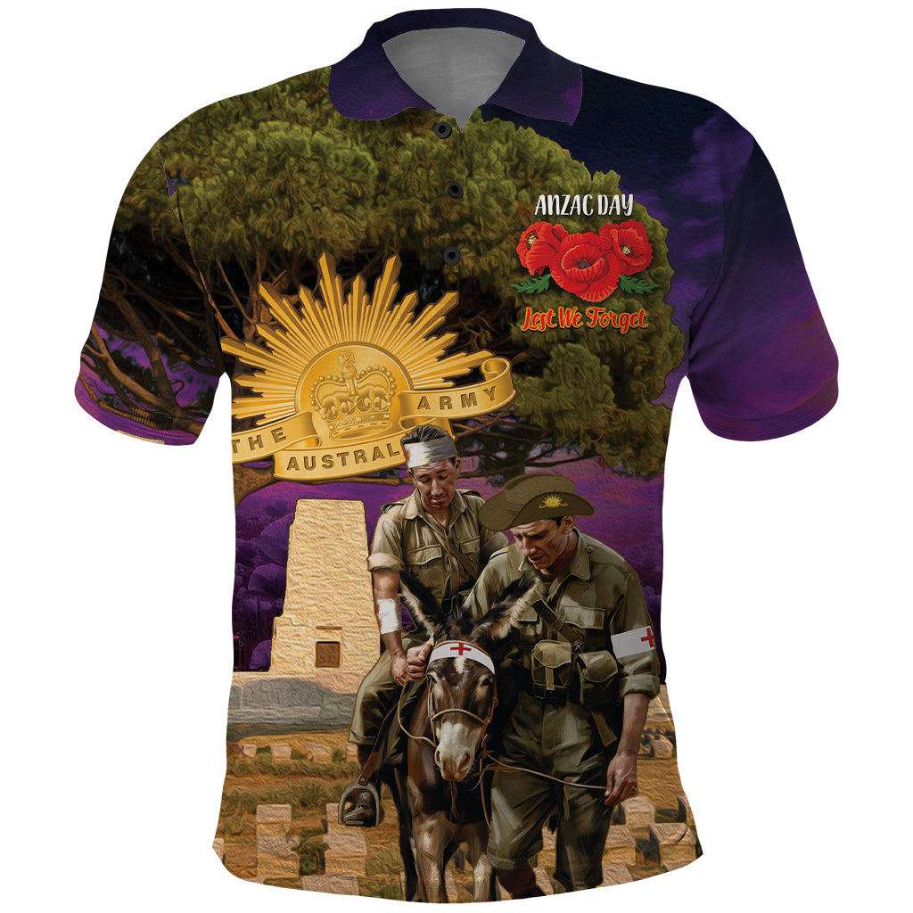 Australia ANZAC Day Polo Shirt Lonesome Pine Australian Army With Donkey - Vibe Hoodie Shop