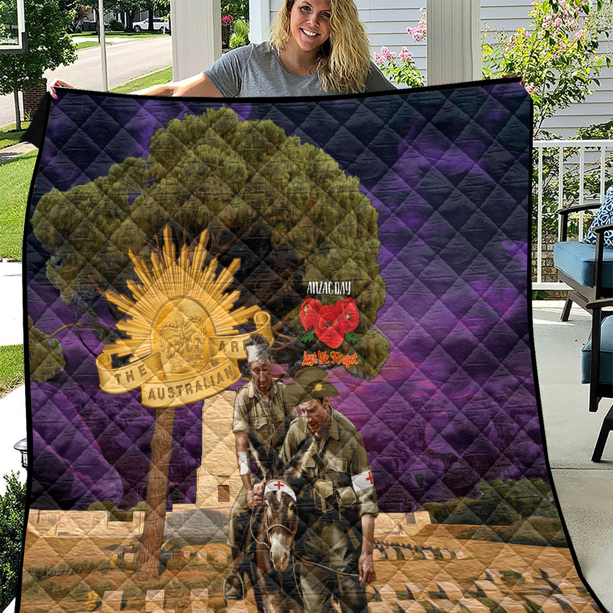 Australia ANZAC Day Quilt Lonesome Pine Australian Army With Donkey - Vibe Hoodie Shop