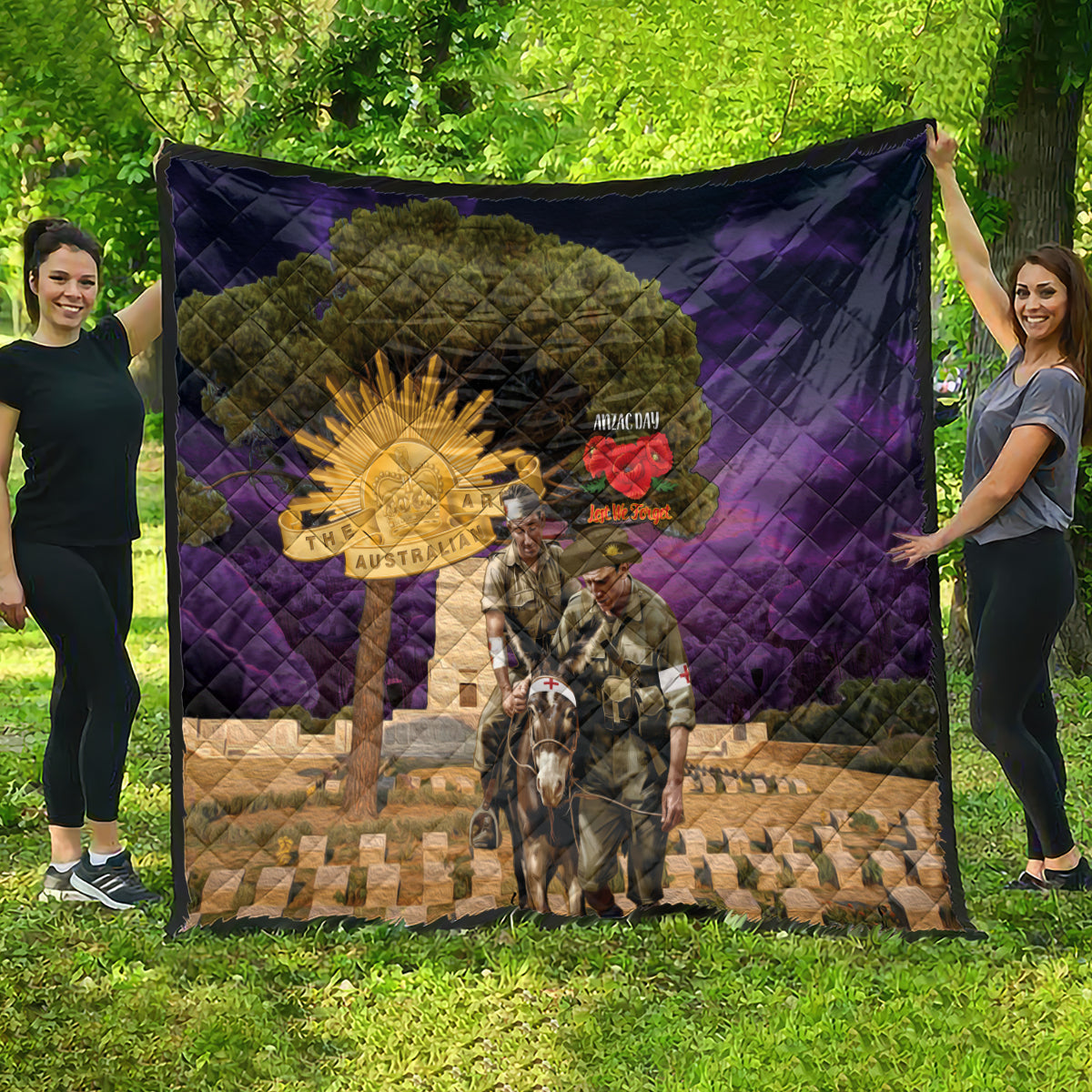 Australia ANZAC Day Quilt Lonesome Pine Australian Army With Donkey - Vibe Hoodie Shop