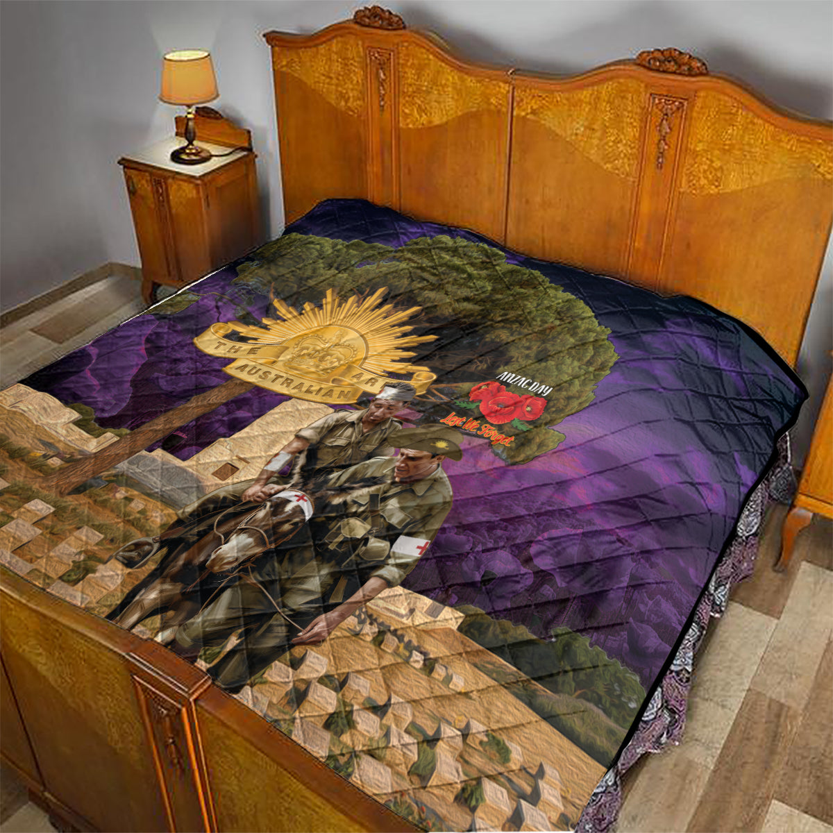 Australia ANZAC Day Quilt Lonesome Pine Australian Army With Donkey - Vibe Hoodie Shop