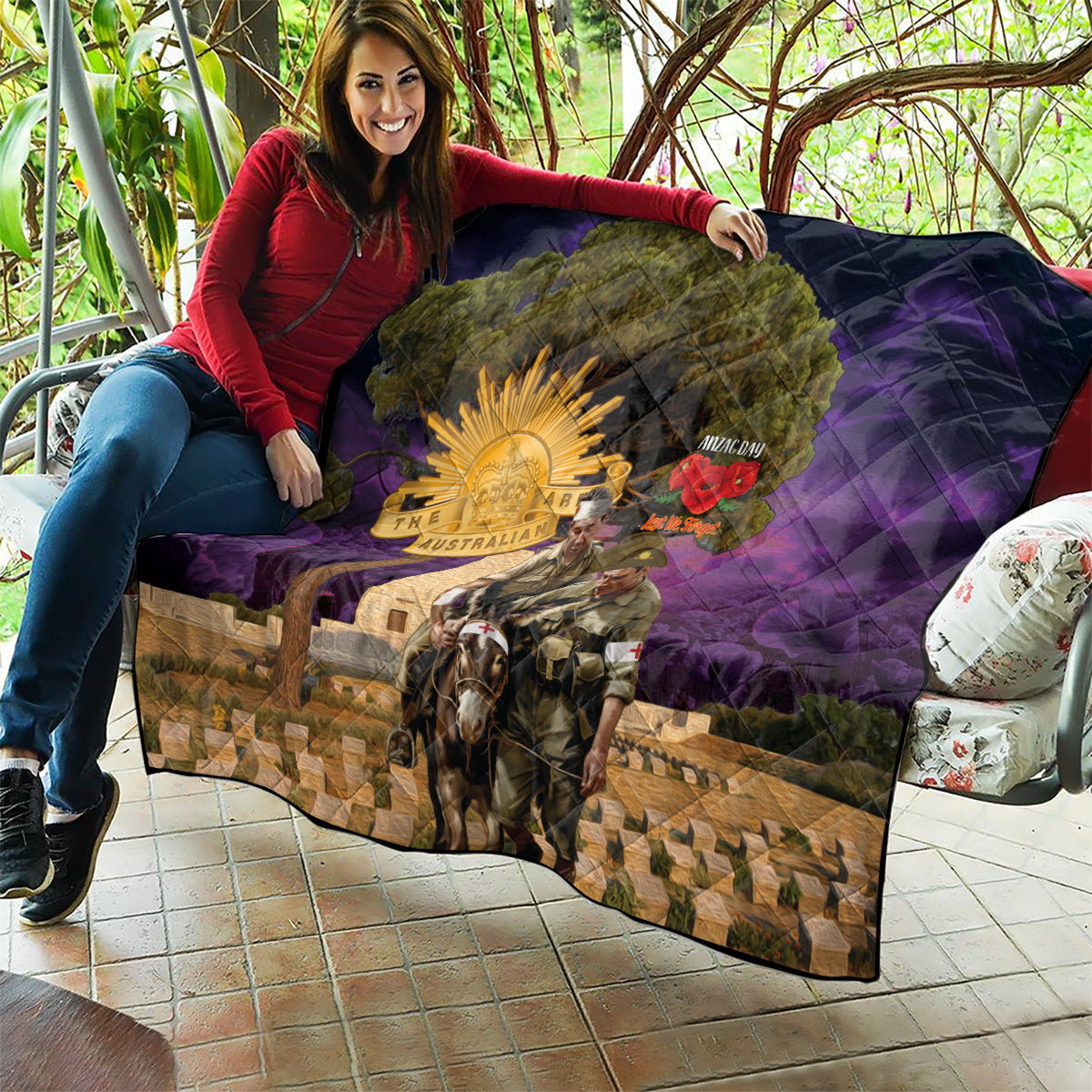 Australia ANZAC Day Quilt Lonesome Pine Australian Army With Donkey - Vibe Hoodie Shop