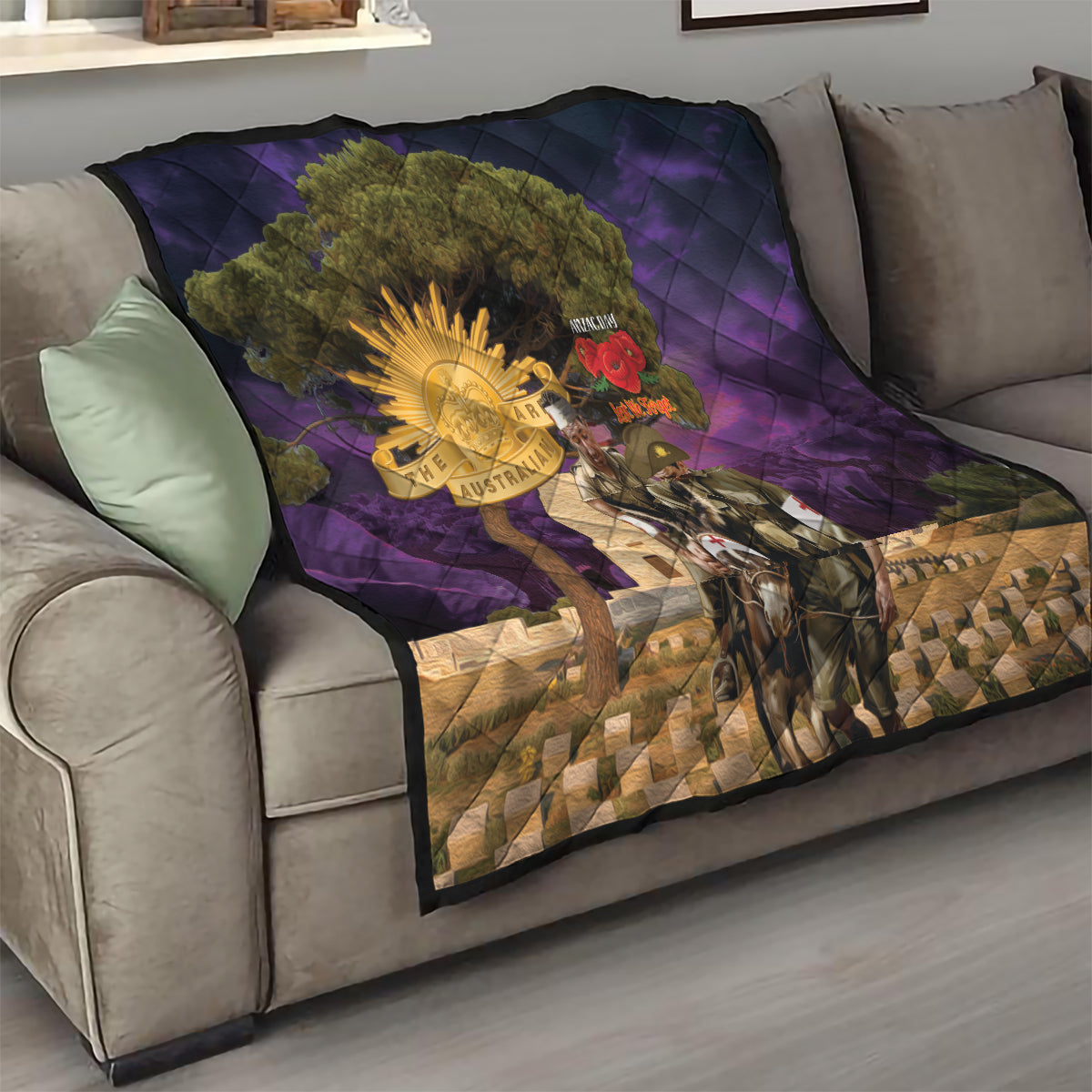 Australia ANZAC Day Quilt Lonesome Pine Australian Army With Donkey - Vibe Hoodie Shop