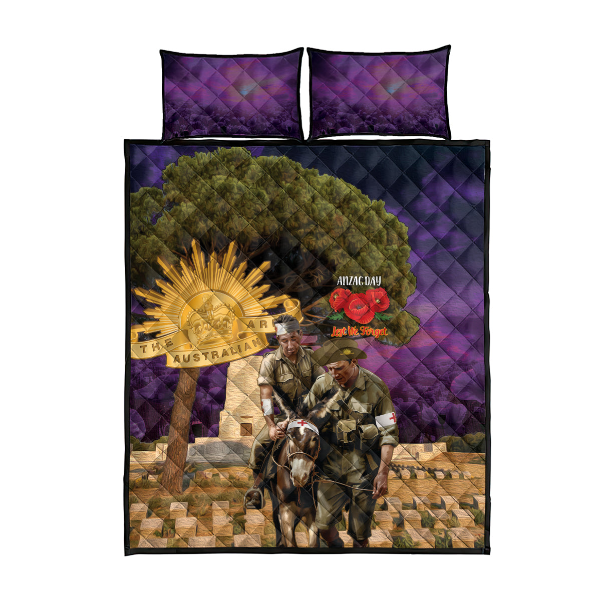 Australia ANZAC Day Quilt Bed Set Lonesome Pine Australian Army With Donkey - Vibe Hoodie Shop