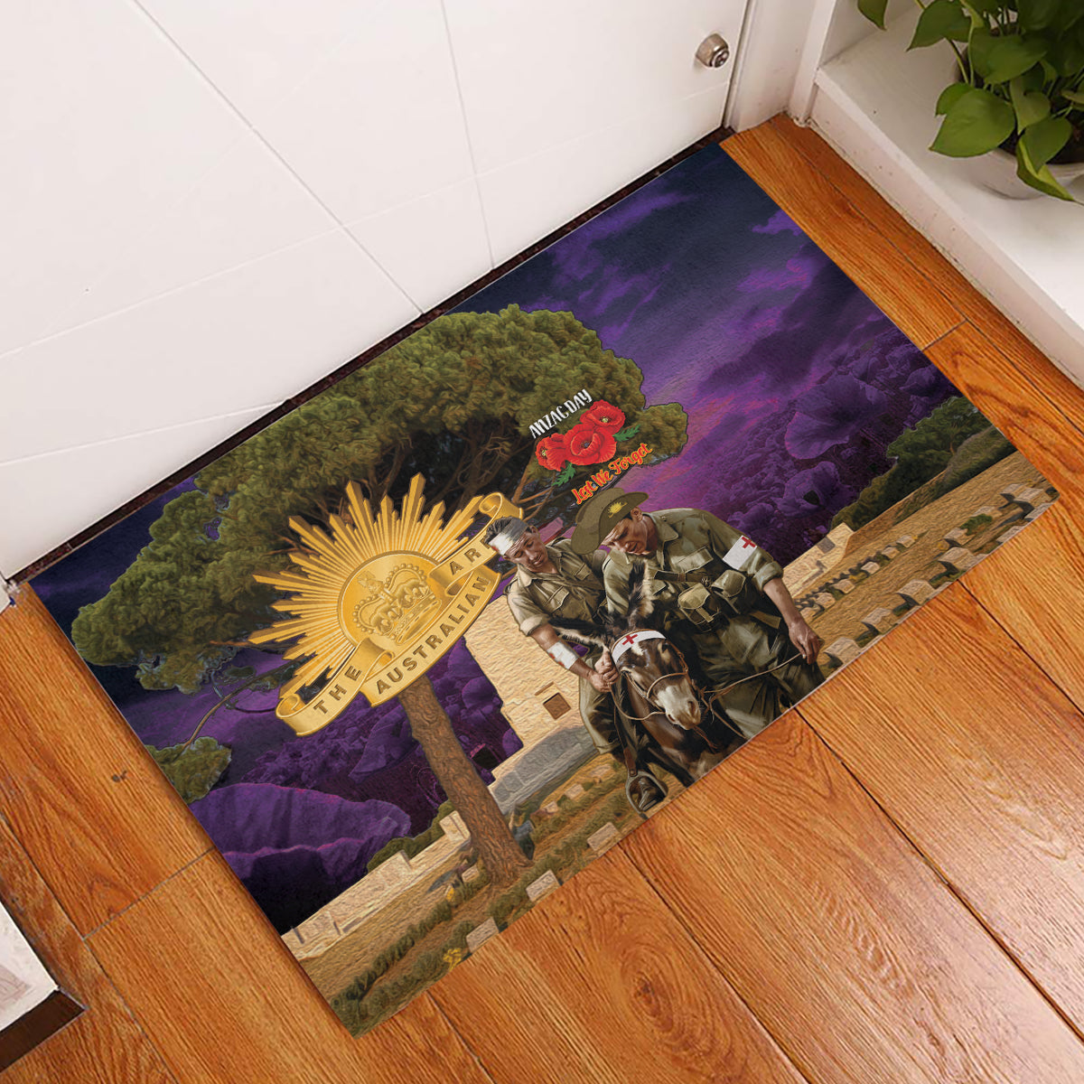 Australia ANZAC Day Rubber Doormat Lonesome Pine Australian Army With Donkey