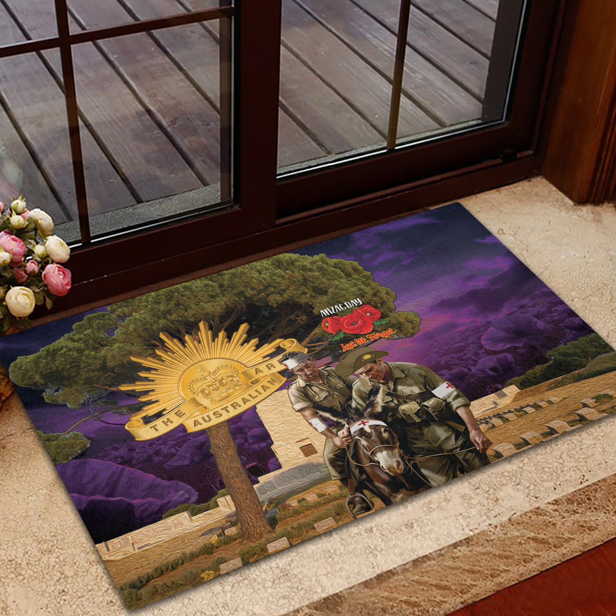 Australia ANZAC Day Rubber Doormat Lonesome Pine Australian Army With Donkey