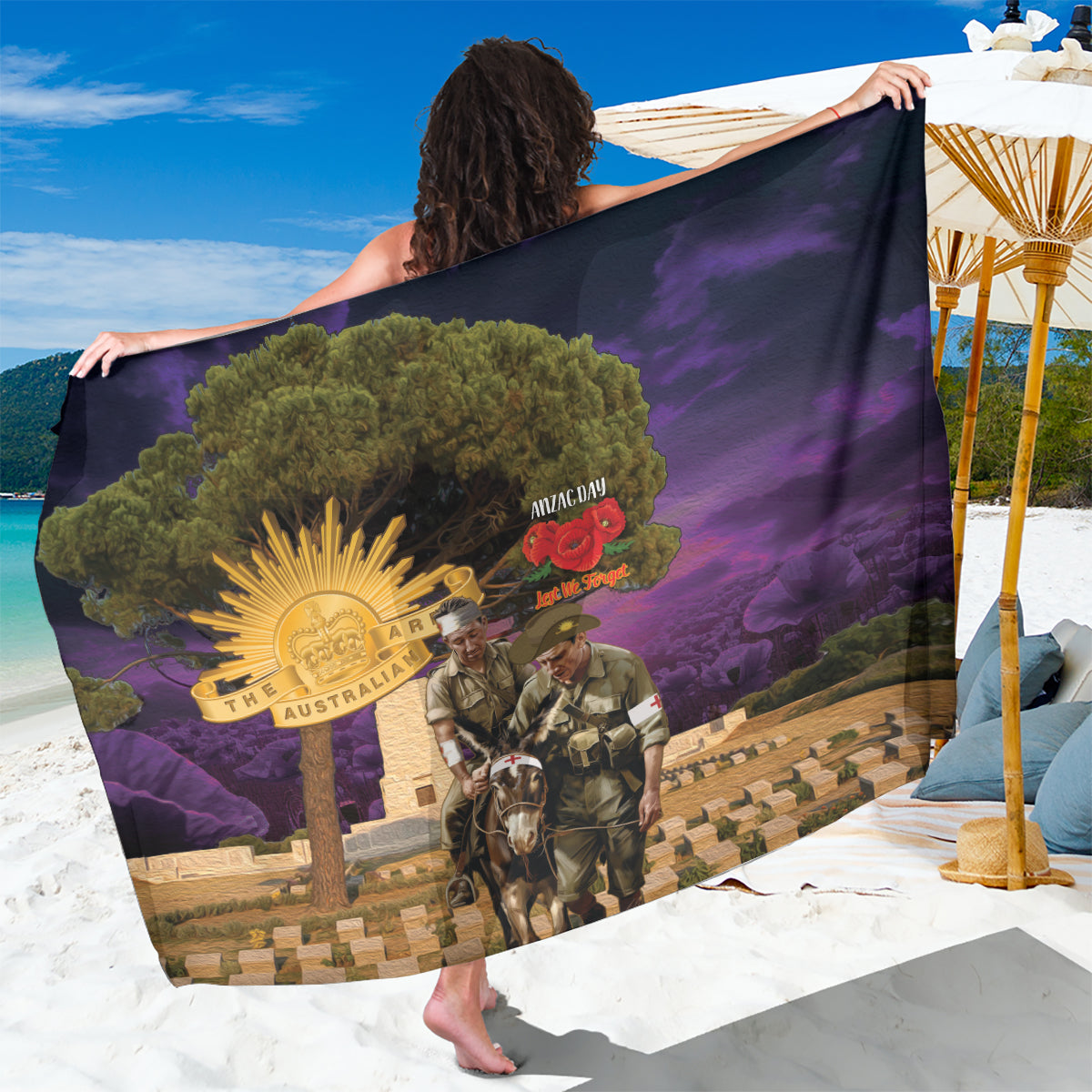 Australia ANZAC Day Sarong Lonesome Pine Australian Army With Donkey - Vibe Hoodie Shop