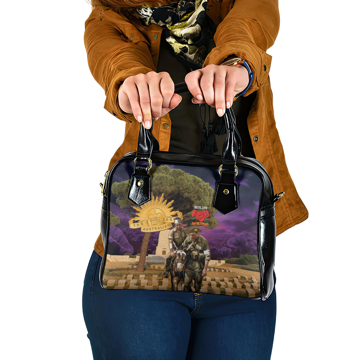 Australia ANZAC Day Shoulder Handbag Lonesome Pine Australian Army With Donkey - Vibe Hoodie Shop