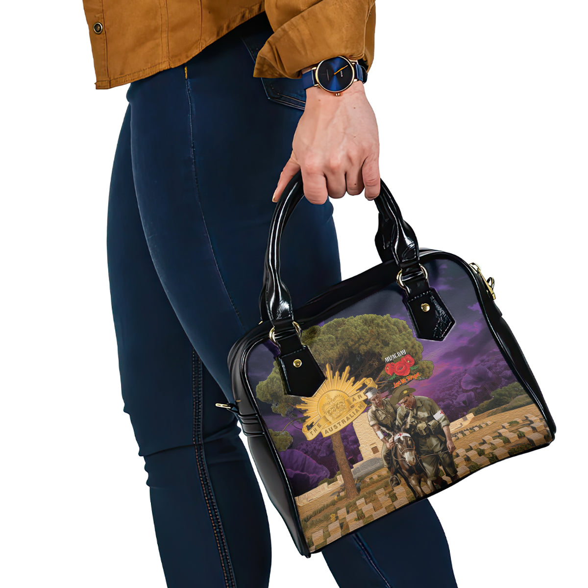 Australia ANZAC Day Shoulder Handbag Lonesome Pine Australian Army With Donkey - Vibe Hoodie Shop