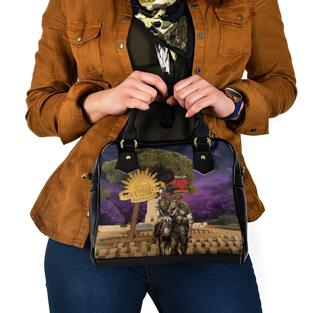 Australia ANZAC Day Shoulder Handbag Lonesome Pine Australian Army With Donkey - Vibe Hoodie Shop