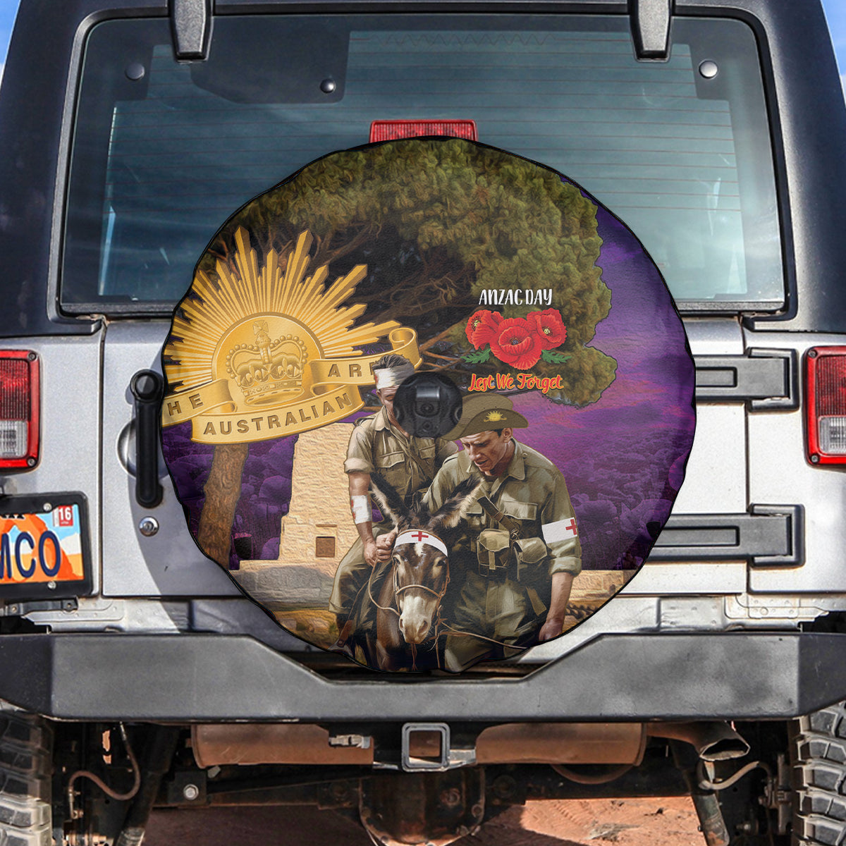 Australia ANZAC Day Spare Tire Cover Lonesome Pine Australian Army With Donkey - Vibe Hoodie Shop