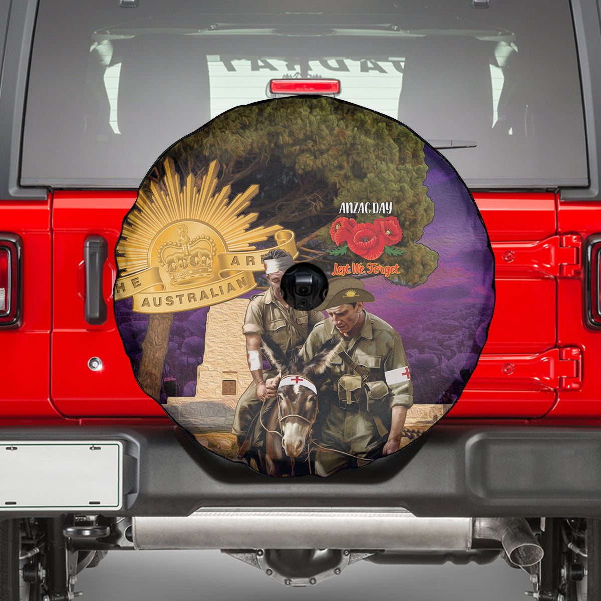 Australia ANZAC Day Spare Tire Cover Lonesome Pine Australian Army With Donkey - Vibe Hoodie Shop