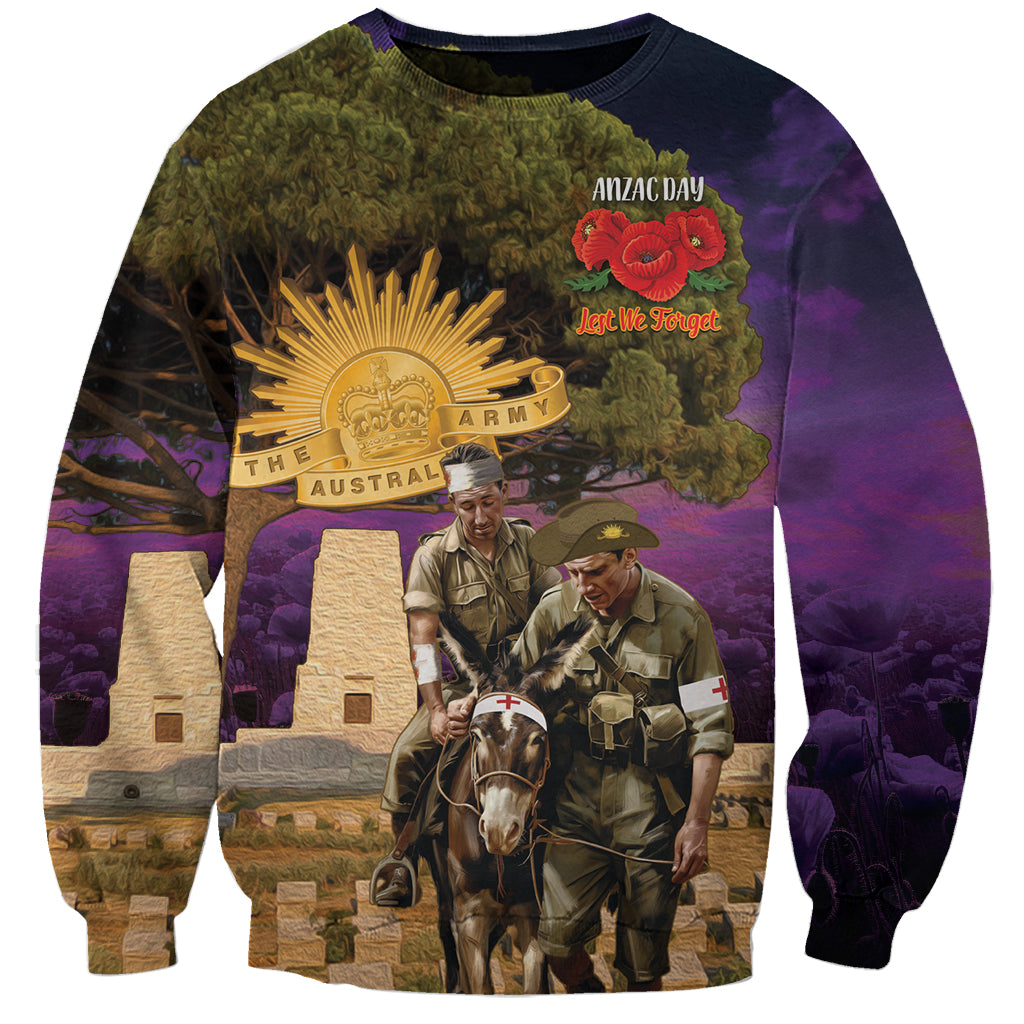 Australia ANZAC Day Sweatshirt Lonesome Pine Australian Army With Donkey - Vibe Hoodie Shop