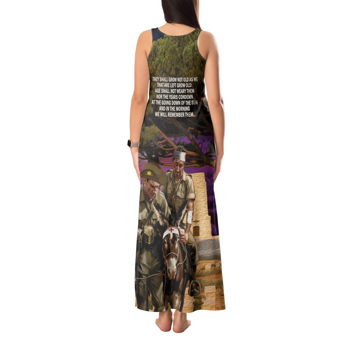 Australia ANZAC Day Tank Maxi Dress Lonesome Pine Australian Army With Donkey