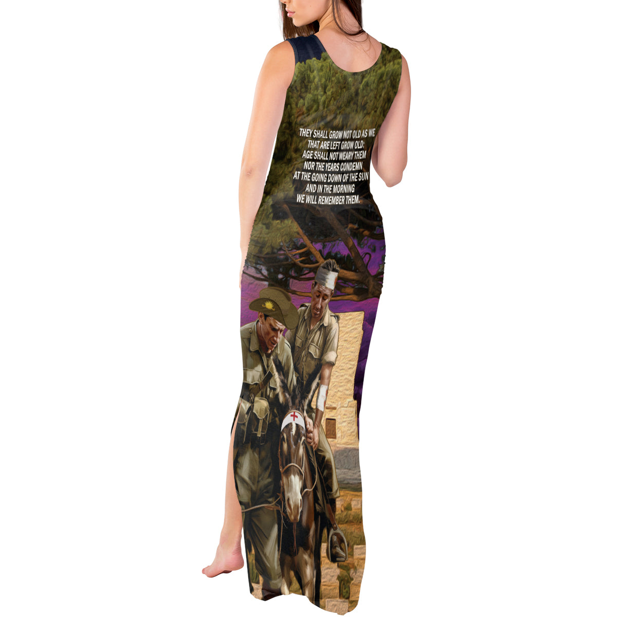 Australia ANZAC Day Tank Maxi Dress Lonesome Pine Australian Army With Donkey