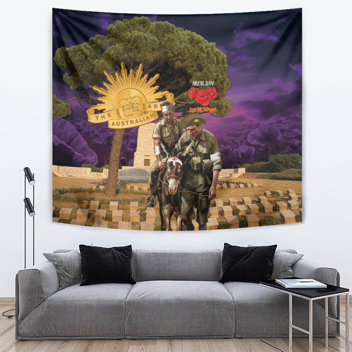 Australia ANZAC Day Tapestry Lonesome Pine Australian Army With Donkey - Vibe Hoodie Shop