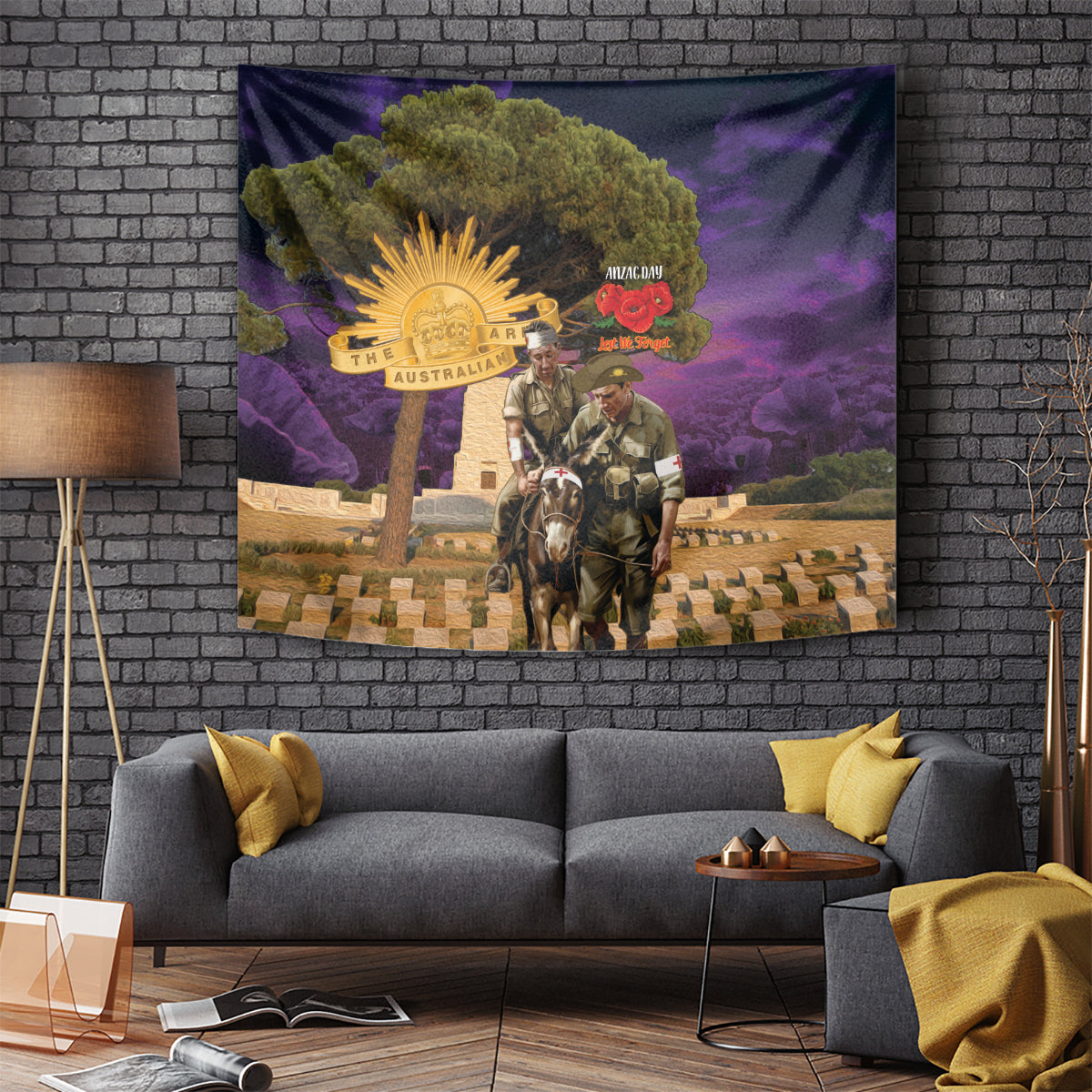 Australia ANZAC Day Tapestry Lonesome Pine Australian Army With Donkey - Vibe Hoodie Shop