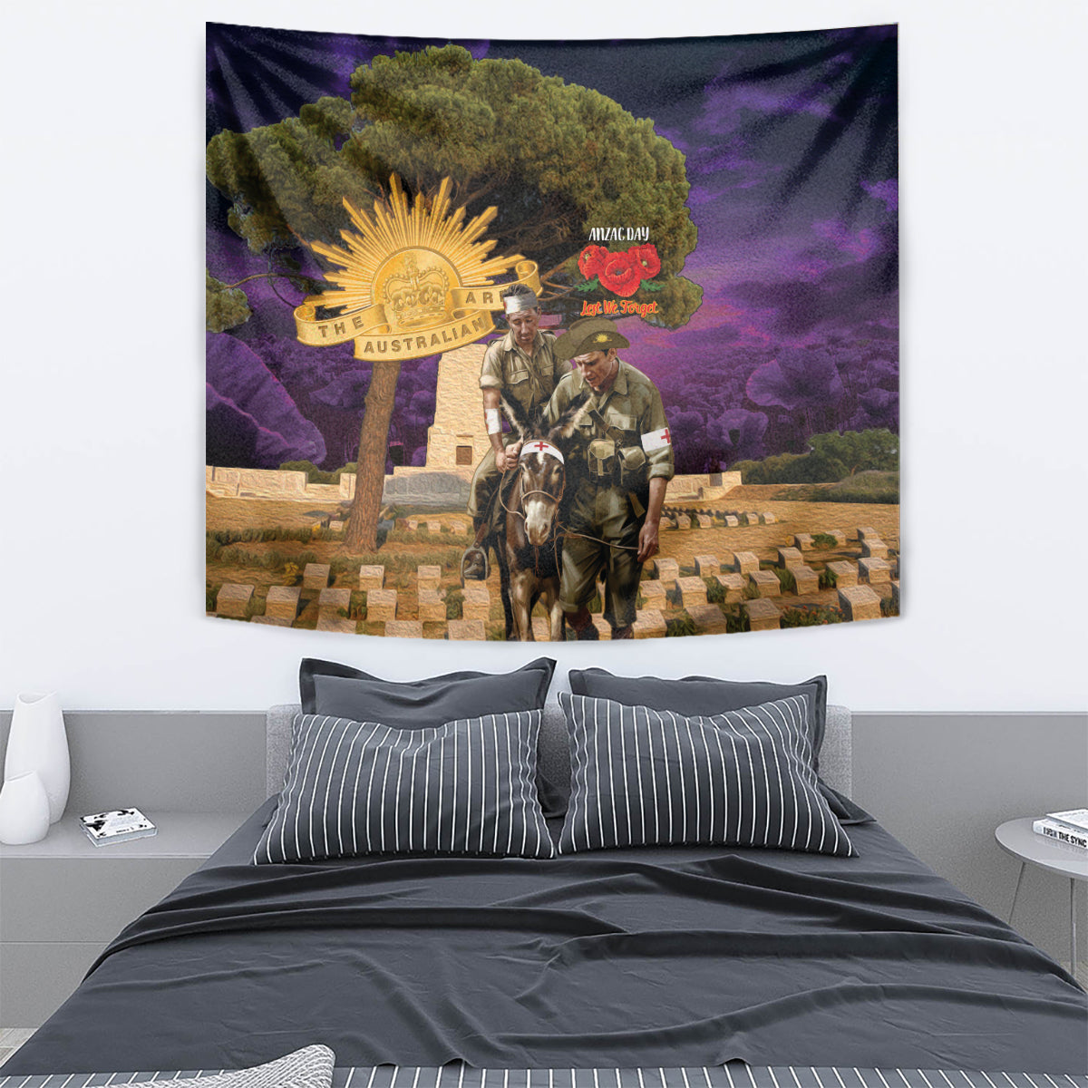 Australia ANZAC Day Tapestry Lonesome Pine Australian Army With Donkey - Vibe Hoodie Shop