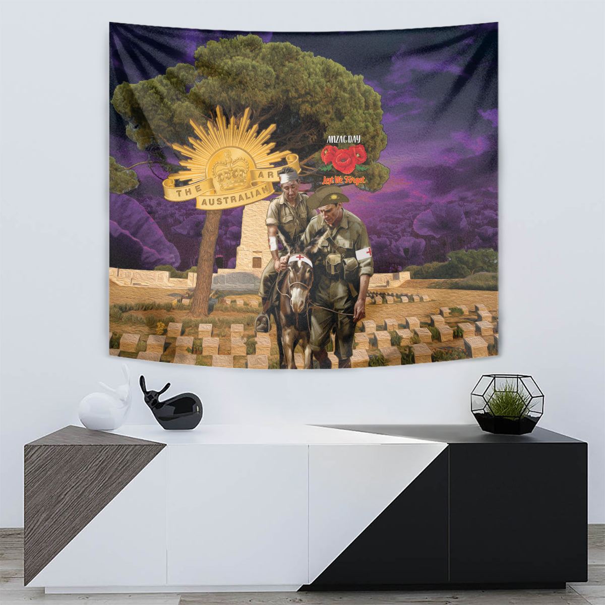 Australia ANZAC Day Tapestry Lonesome Pine Australian Army With Donkey - Vibe Hoodie Shop