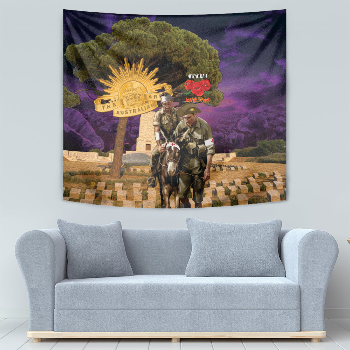 Australia ANZAC Day Tapestry Lonesome Pine Australian Army With Donkey - Vibe Hoodie Shop