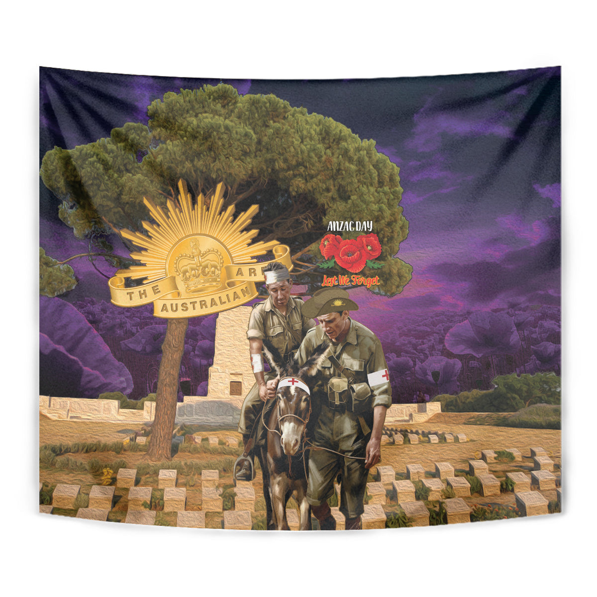 Australia ANZAC Day Tapestry Lonesome Pine Australian Army With Donkey - Vibe Hoodie Shop