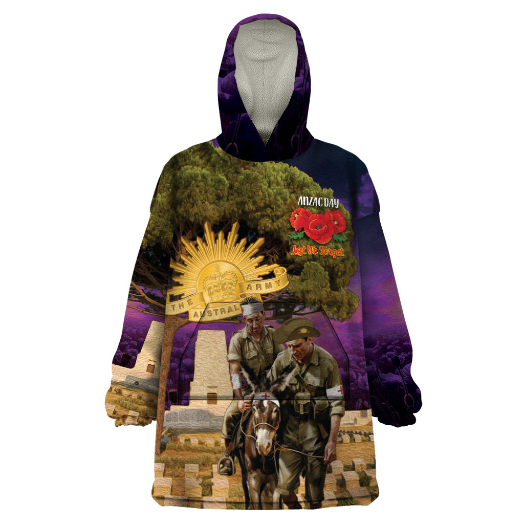 Australia ANZAC Day Wearable Blanket Hoodie Lonesome Pine Australian Army With Donkey - Vibe Hoodie Shop