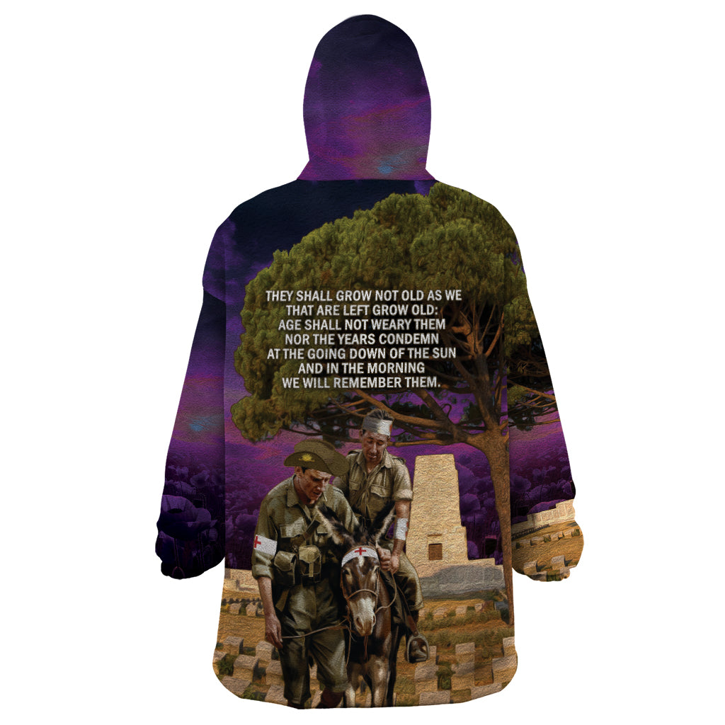 Australia ANZAC Day Wearable Blanket Hoodie Lonesome Pine Australian Army With Donkey - Vibe Hoodie Shop