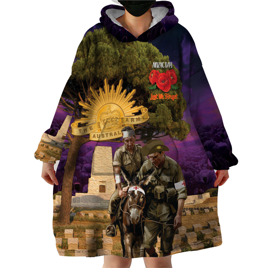 Australia ANZAC Day Wearable Blanket Hoodie Lonesome Pine Australian Army With Donkey - Vibe Hoodie Shop