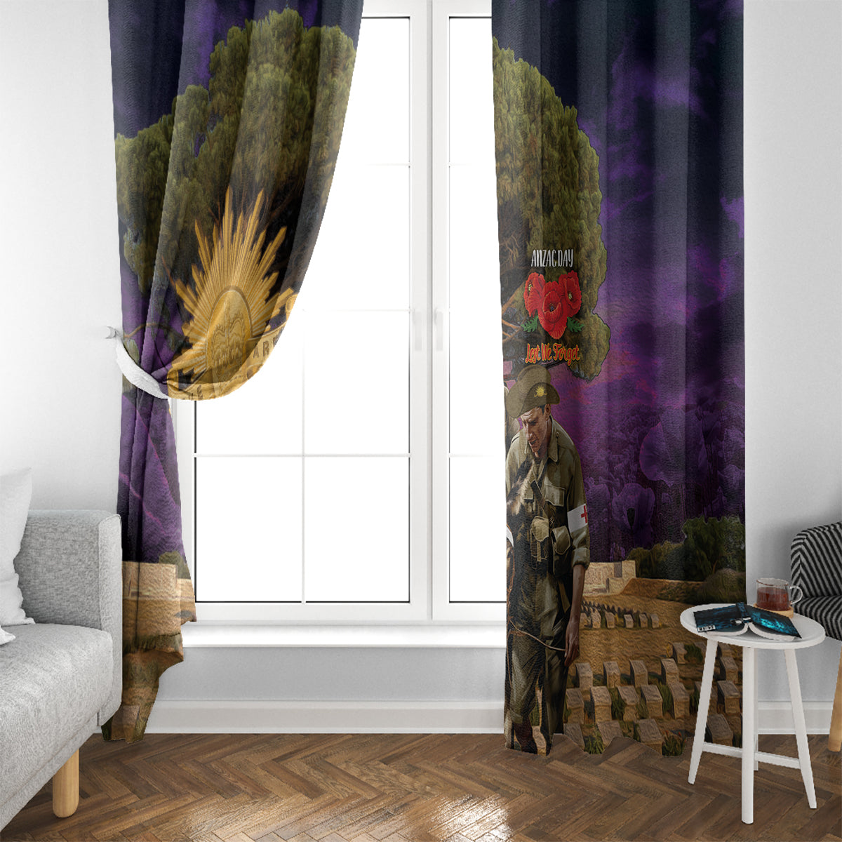 Australia ANZAC Day Window Curtain Lonesome Pine Australian Army With Donkey