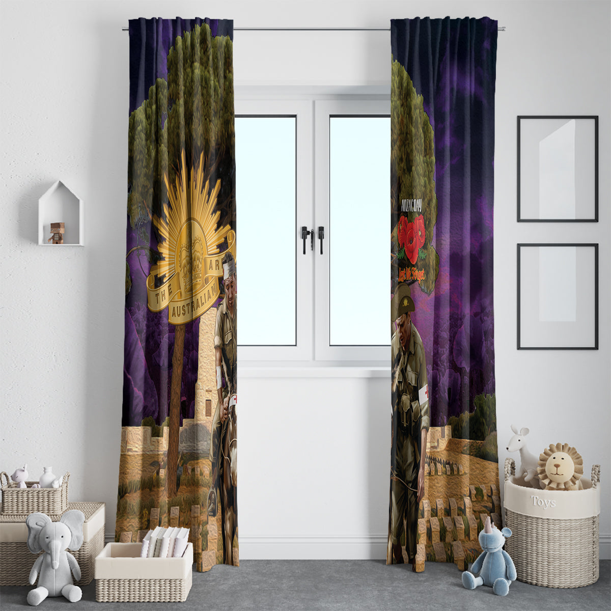 Australia ANZAC Day Window Curtain Lonesome Pine Australian Army With Donkey