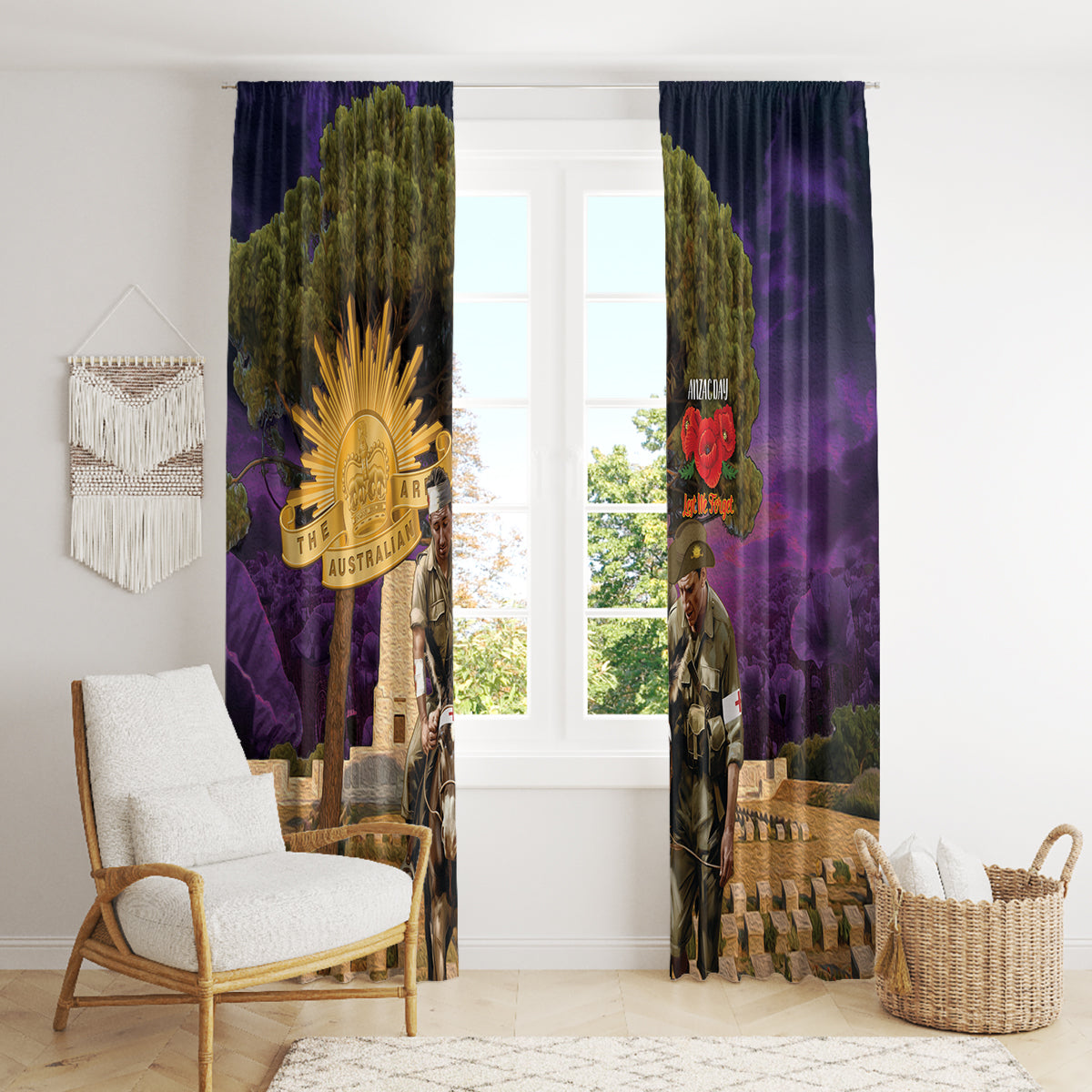Australia ANZAC Day Window Curtain Lonesome Pine Australian Army With Donkey