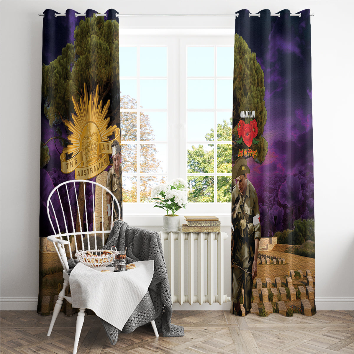Australia ANZAC Day Window Curtain Lonesome Pine Australian Army With Donkey