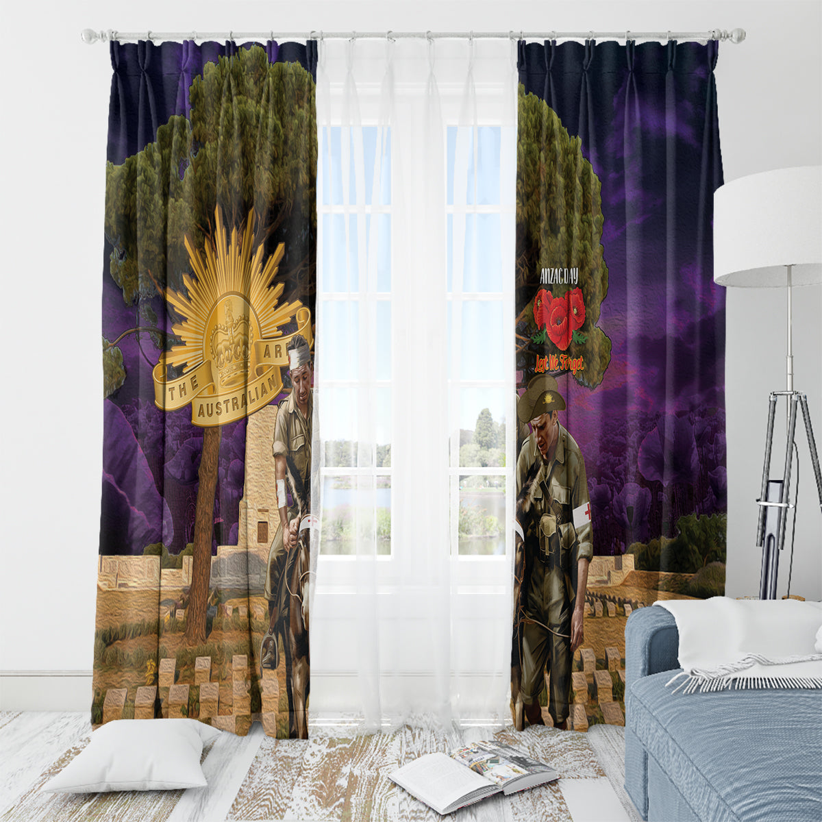 Australia ANZAC Day Window Curtain Lonesome Pine Australian Army With Donkey