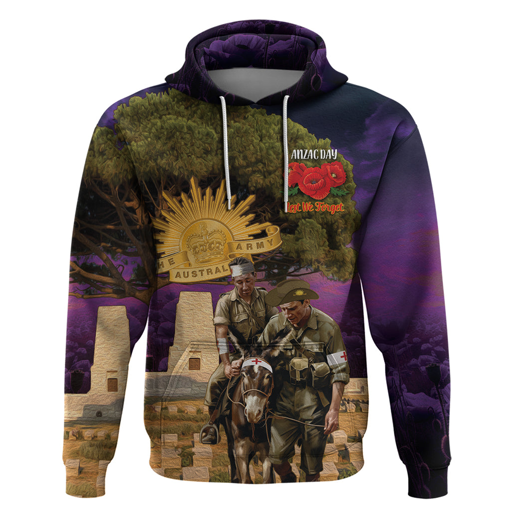 Australia ANZAC Day Zip Hoodie Lonesome Pine Australian Army With Donkey - Vibe Hoodie Shop
