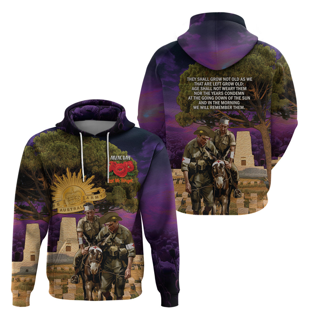 Australia ANZAC Day Zip Hoodie Lonesome Pine Australian Army With Donkey - Vibe Hoodie Shop