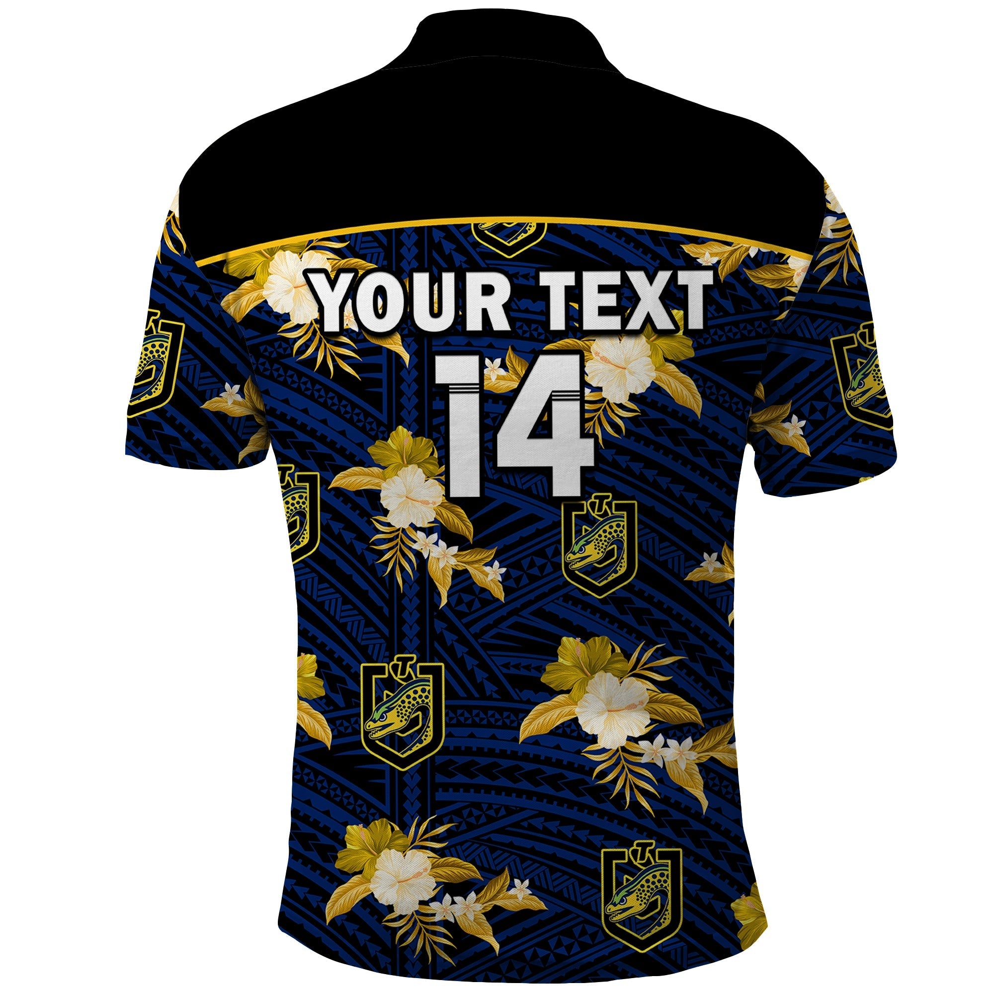 (Custom Text And Number) Parramatta Eels Rugby Polo Shirt Polynesian Tribal Mix Tropical Hawaiian Style - Vibe Hoodie Shop