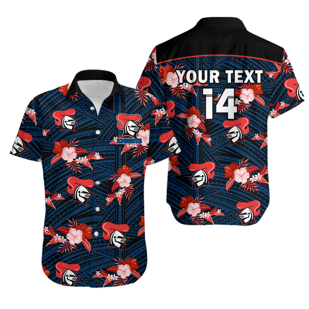 (Custom Text And Number) Newcastle Knights Rugby Hawaiian Shirt Polynesian Tribal Mix Tropical Hawaiian Style - Vibe Hoodie Shop