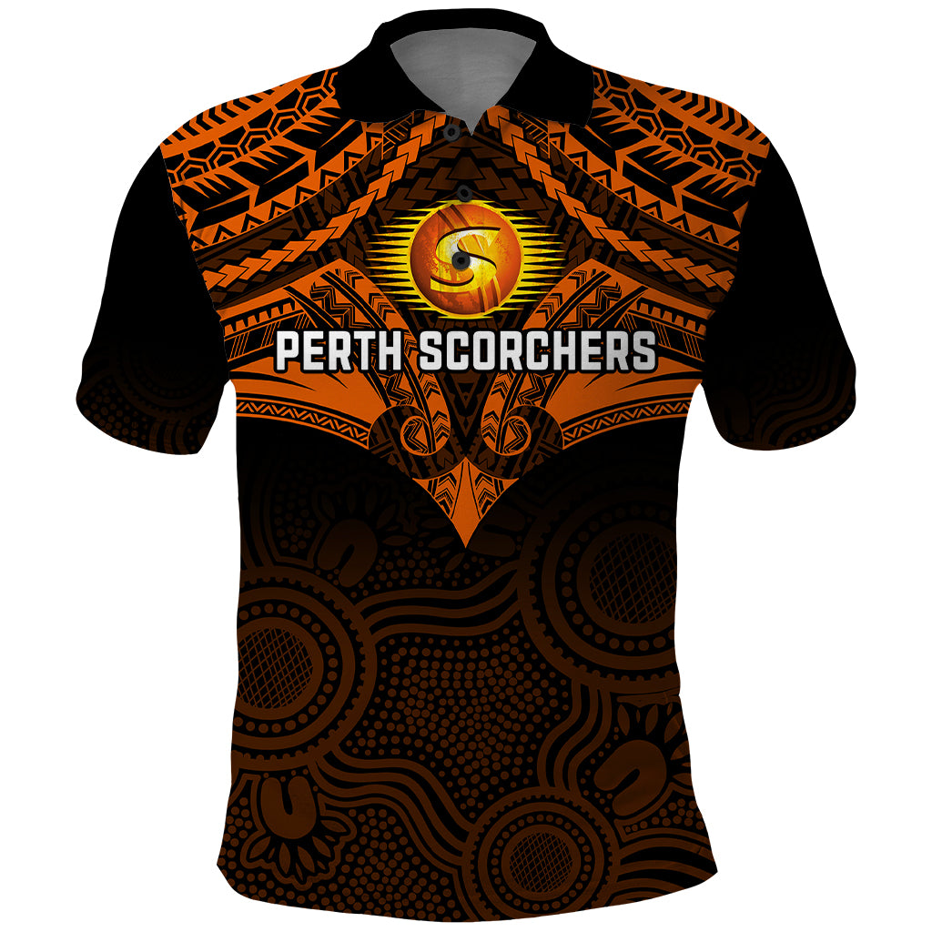 Perth Scorchers Cricket Polo Shirt 2023 Unique Indigenous Art Mix Polynesian Pattern - Vibe Hoodie Shop