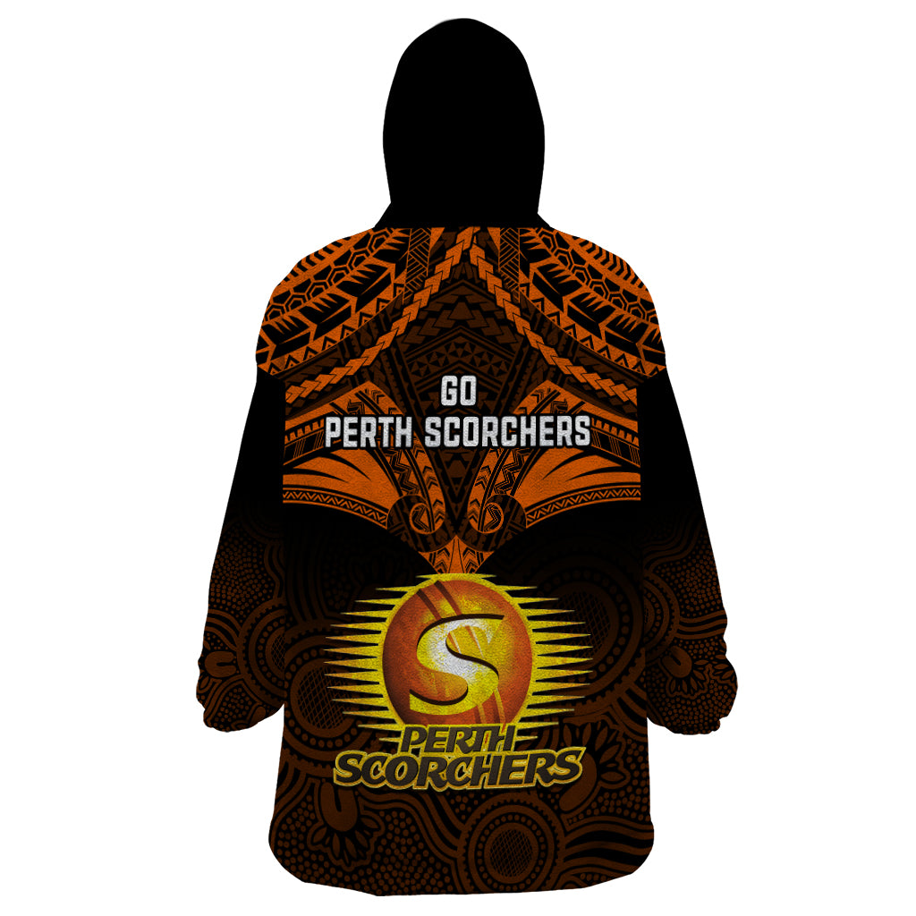 Perth Scorchers Cricket Wearable Blanket Hoodie 2023 Unique Indigenous Art Mix Polynesian Pattern - Vibe Hoodie Shop