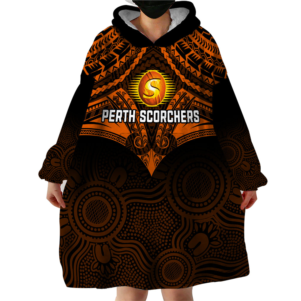 Perth Scorchers Cricket Wearable Blanket Hoodie 2023 Unique Indigenous Art Mix Polynesian Pattern - Vibe Hoodie Shop