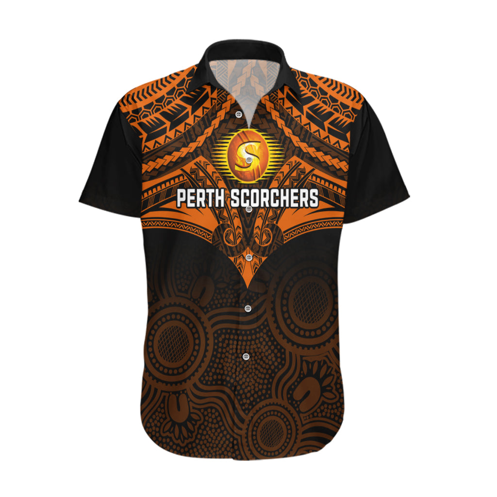 Custom Perth Scorchers Cricket Hawaiian Shirt 2023 Unique Indigenous Art Mix Polynesian Pattern - Vibe Hoodie Shop