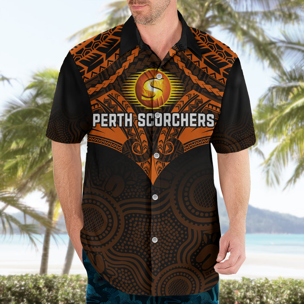 Custom Perth Scorchers Cricket Hawaiian Shirt 2023 Unique Indigenous Art Mix Polynesian Pattern - Vibe Hoodie Shop