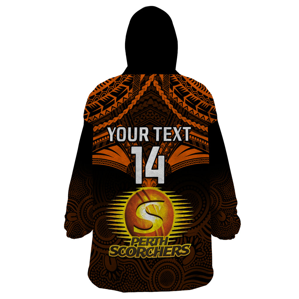 Custom Perth Scorchers Cricket Wearable Blanket Hoodie 2023 Unique Indigenous Art Mix Polynesian Pattern - Vibe Hoodie Shop