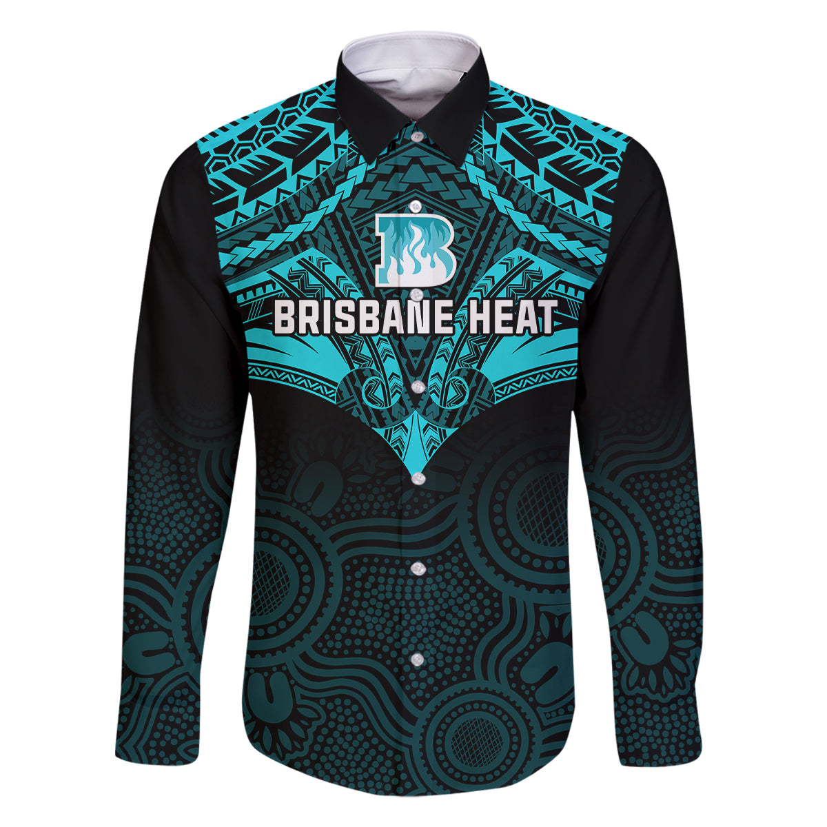 brisbane-heat-cricket-family-matching-long-sleeve-bodycon-dress-and-hawaiian-shirt-2023-unique-indigenous-art-mix-polynesian-pattern